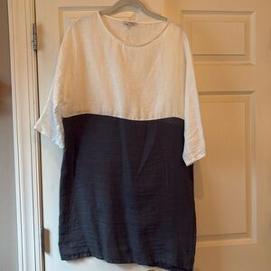 Vanessa Zani color, block linen dress